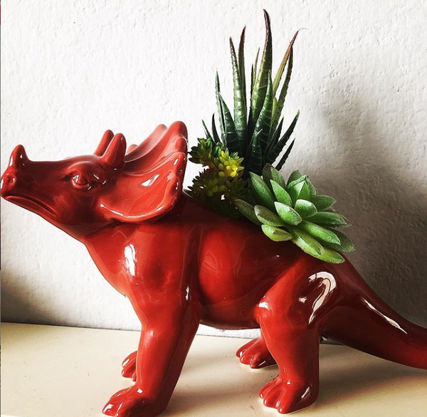 Ceramic dinosaur plant pot