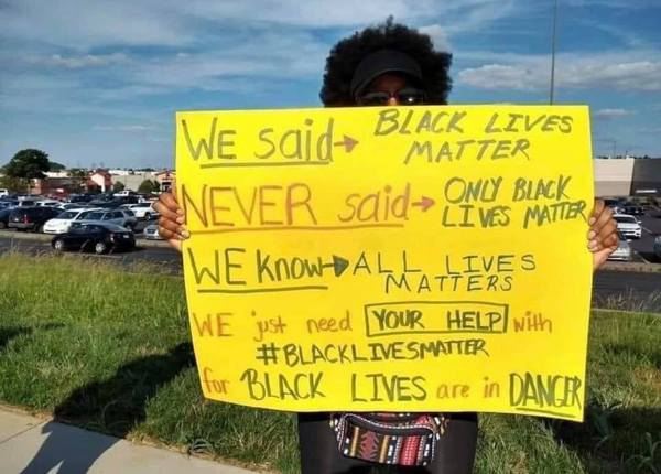 For those of you that think ‘all lives matter’ heres a quick and easy explanation