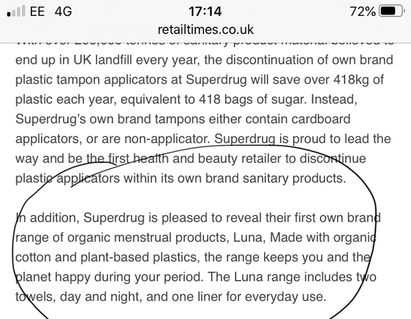 Superdrug person who menstruate