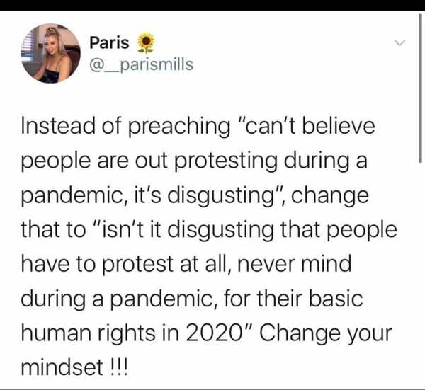 To be utterly disgusted by the protests today.