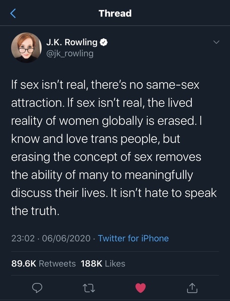 To think JK Rowling is a fabulous human being