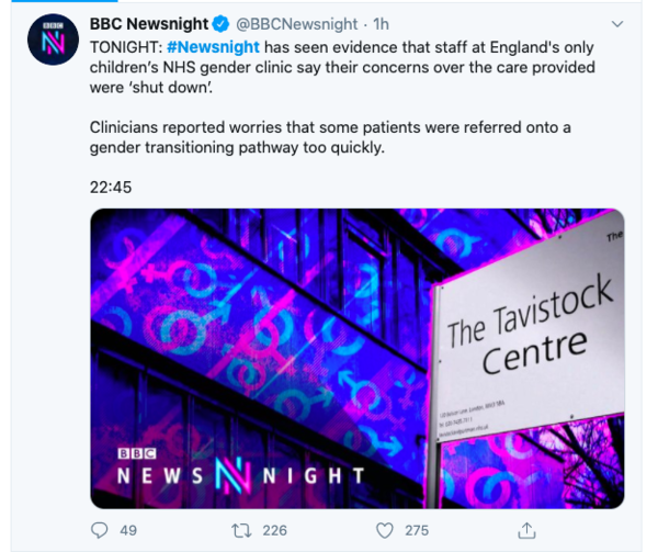 Newsnight Tonight - Tavistock Clinic concerns