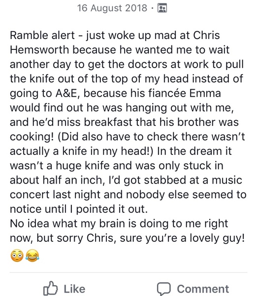 To ask for your weirdest / most vivid dream. (Gross trigger warning for mine!!)