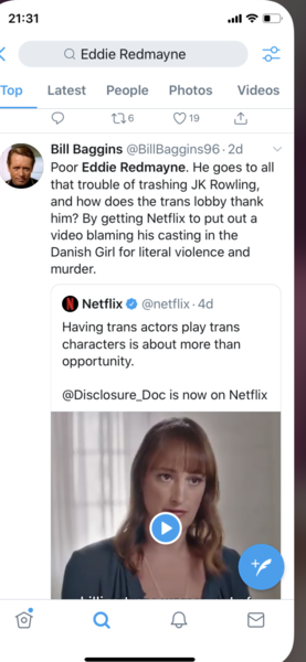 So Eddie Redmayne is responsible for literal violence against TW.