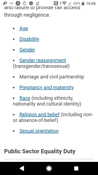 Equality and Diversity — sex no longer a protected characteristic