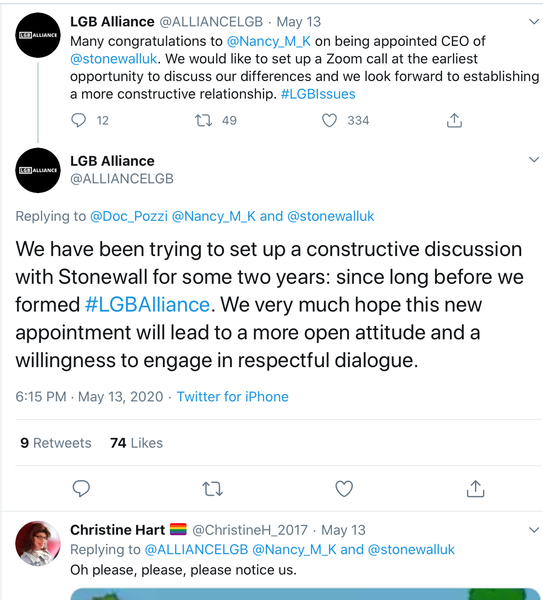 Nancy Kelley, new Chief Executive for Stonewall - women fighting for their rights compared to Nazis