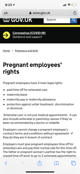 Being forced to take annual leave for antenatal appointments