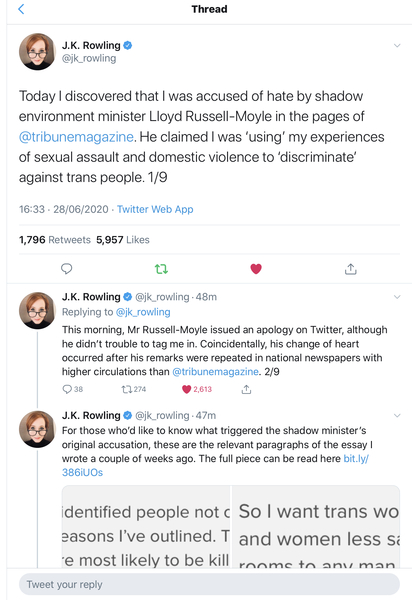 JK Rowling responds to pathetic Labour MP