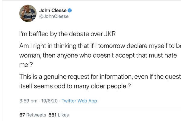 John Cleese defends JKR