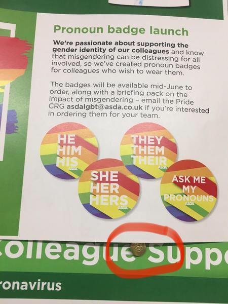 Asda's new pronoun badges for staff