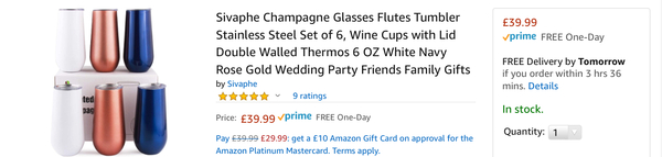 Stemless champagne flutes