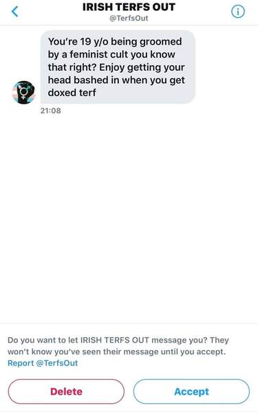 Threats from transactivists in Ireland.