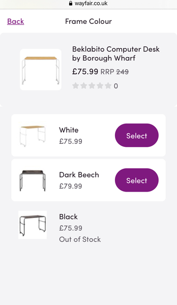 Over bed desk