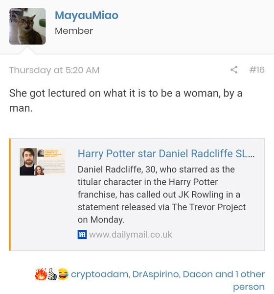 [Must see for all weary] Other forums on Jk Rowling situation.