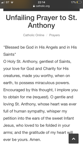 At Anthony’s Feast Day June 13th