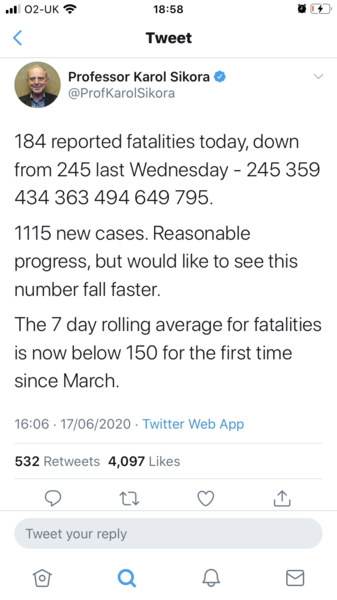 36 COVID fatalities reported today. We are on the way out of this 🌟🌟