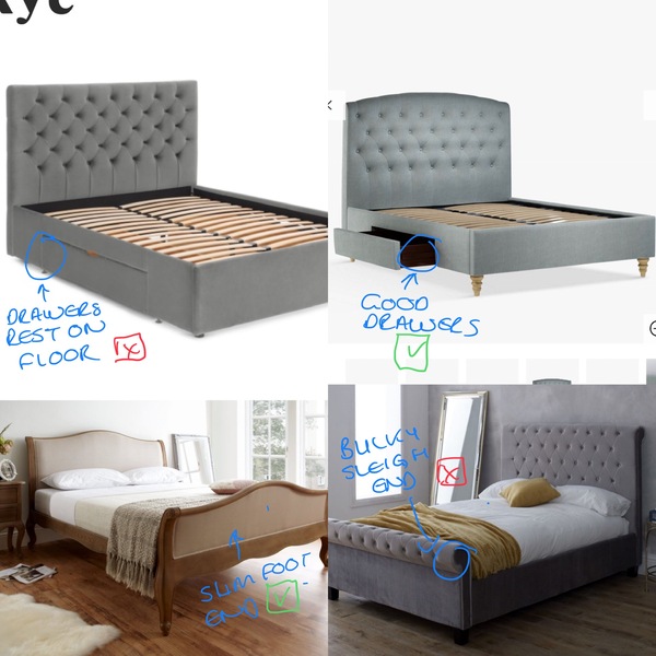 King size bed with storage and foot end