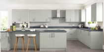 What flooring with grey cabinets in kitchen?