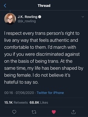 To think JK Rowling is a fabulous human being