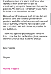 Superdrug person who menstruate