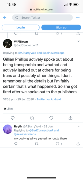 Yet another woman - a writer - sacked after TRA campaign.
