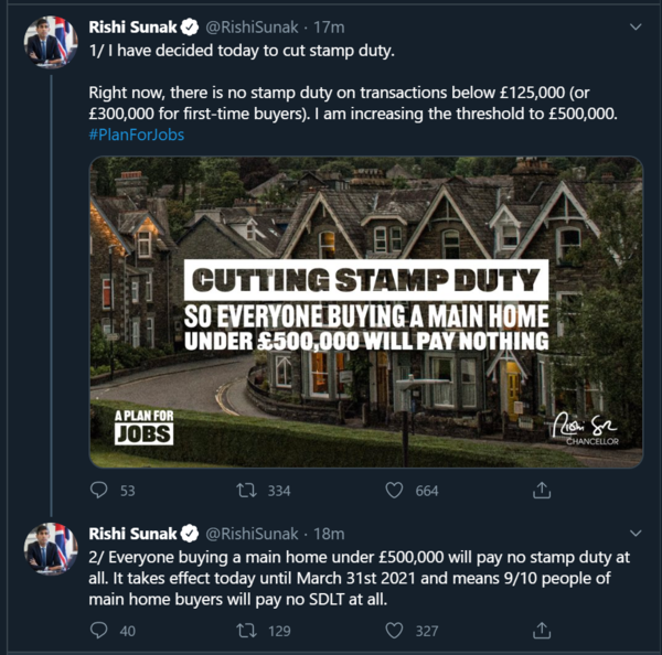 0% Stamp duty threshold increasing to £500k