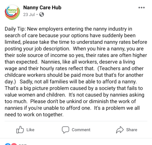 To think nannies are overpaid?