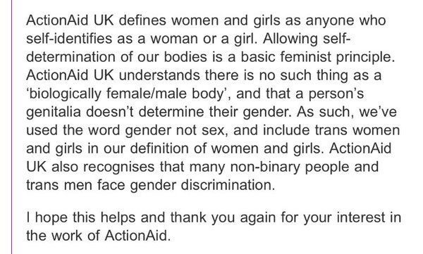 Action Aid - no such thing as a biological female