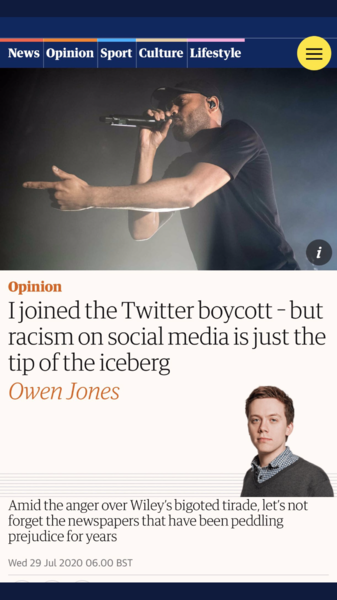 So Owen Jones has written a piece about racism