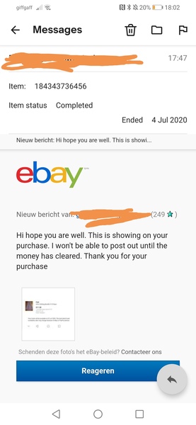 Ebay seller refusing to send item