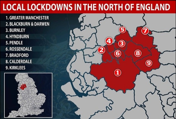 Lockdown tightened in parts of Northern England