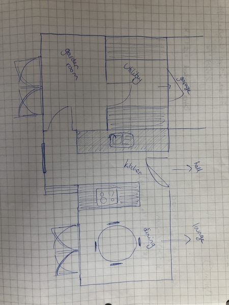 Kitchen without door to garden