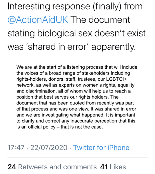 Action Aid - no such thing as a biological female