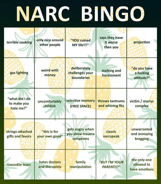 Narc DP Bingo Card