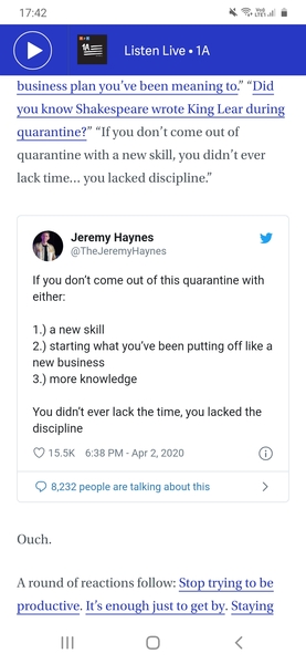 Have you been "using your time constructively" during the pandemic?