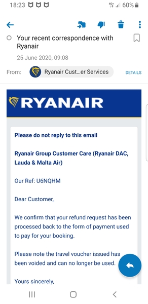 Ryanair refund