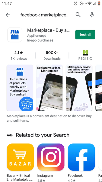 Facebook marketplace app - has anyone installed it?