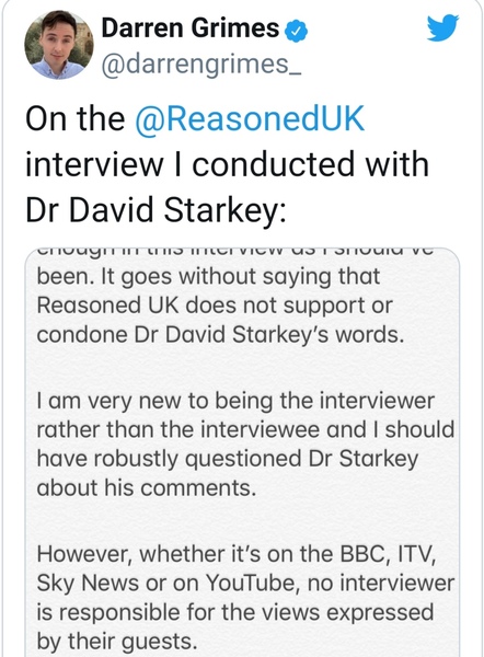 David Starkey. He's finished isn't he?