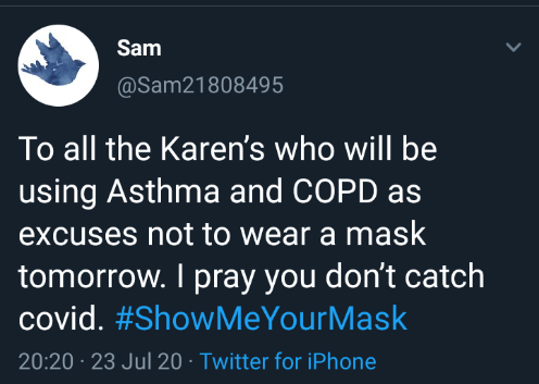 A little more understanding to those not wearing masks THREAD TWO