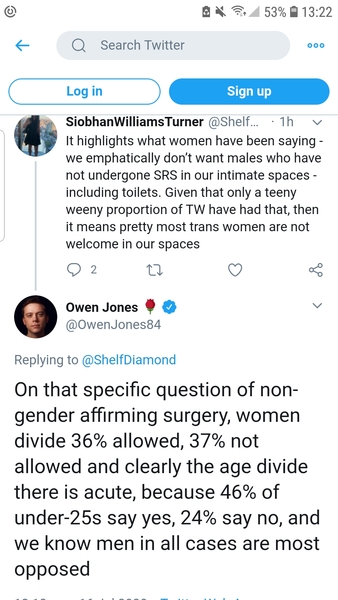 Owen Jones says 57% of women support Self ID