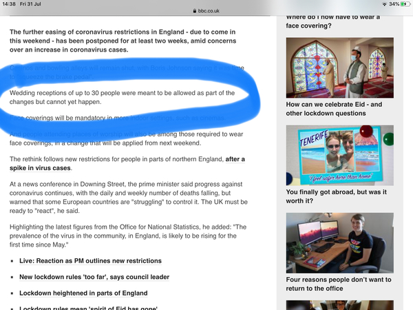 AIBU to think they shouldn't change guidance that impacts weddings at 12:30 on a Friday