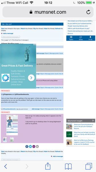 Adverts blocking page