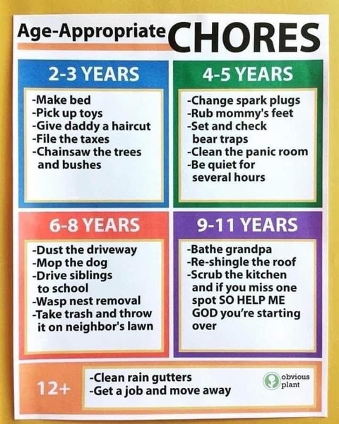 To wonder if chores should be an expectation of kids?