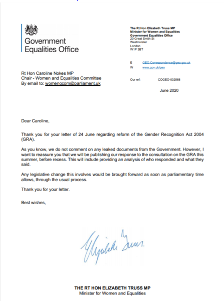 Has Liz Truss said she won't make an announcement on GRA until September?