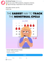 Adverts and products that mention women.