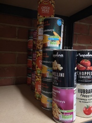 Organising tins/cans on shelving