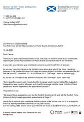 Scottish Government redefines "woman" in law.