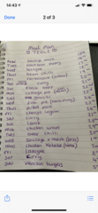 Weekly meal plan