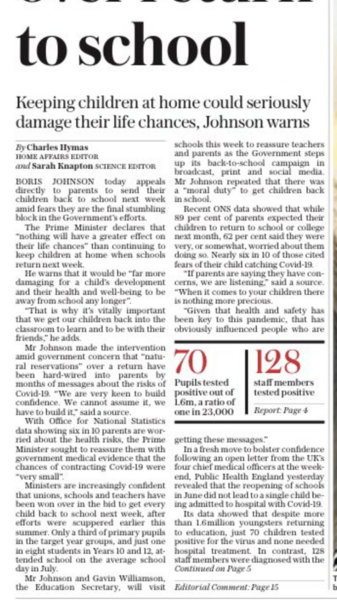 Parents are the blockage at schools re-opening, not teaching unions
