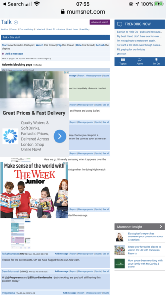 Adverts blocking page